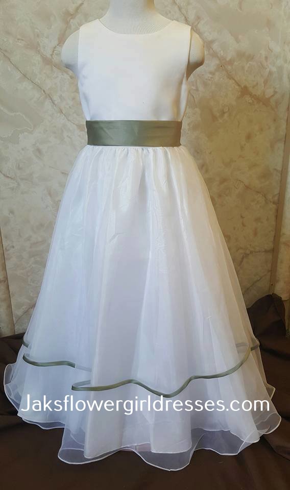 white and green dress